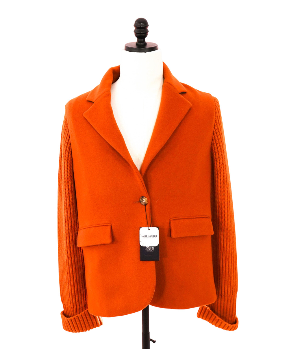 $1,195 ELEVENTY - Orange Wool/Polyamide Coat - 2 US